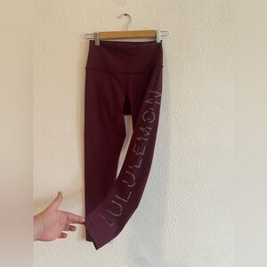 Lululemon maroon logo leggings size 6